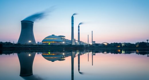 industry landscape , coal fired power plant in nightfall